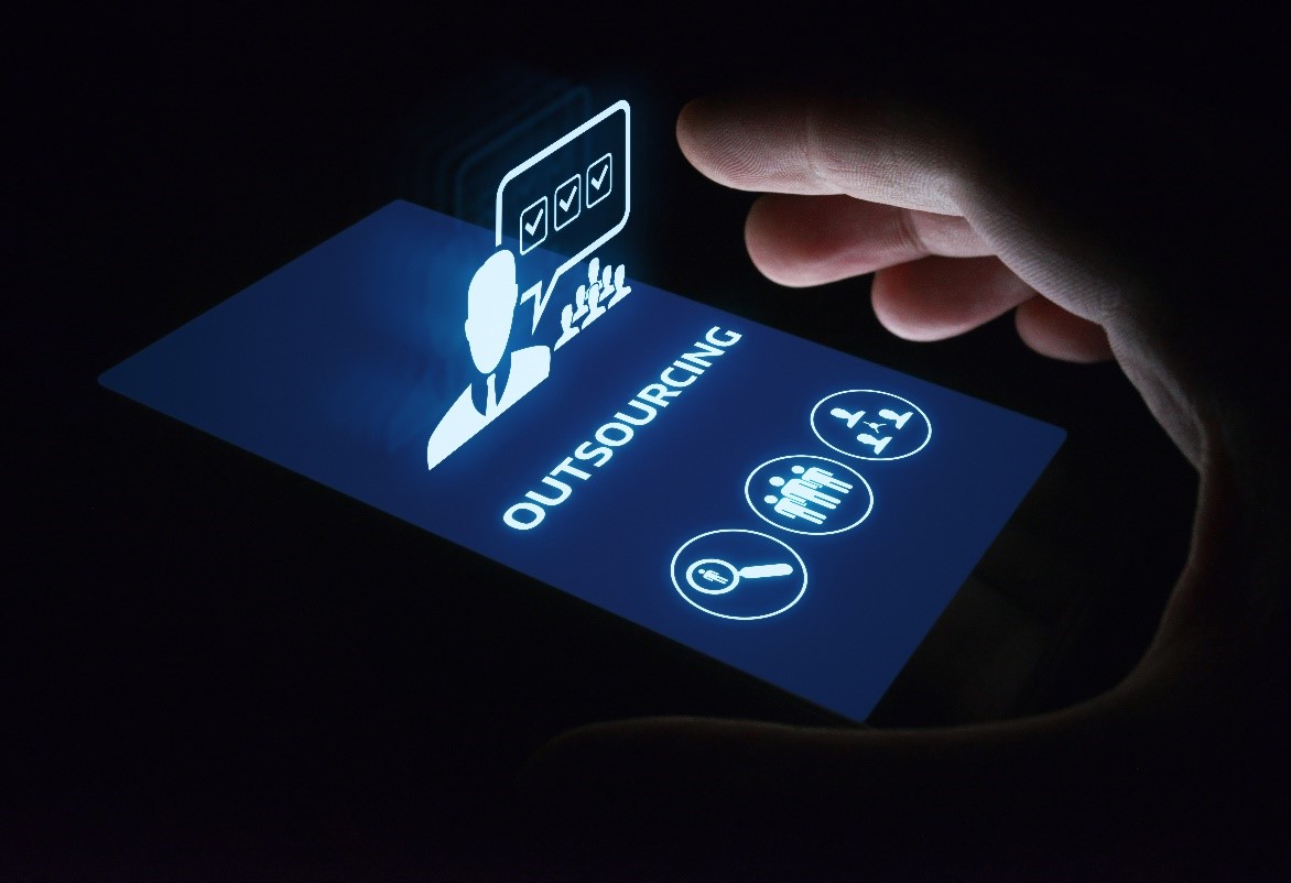 Outsourcing service displayed on screen